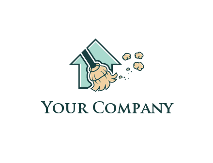 home cleaning logo with a mop sweeping dust