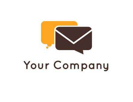 logo with a mail icon overlapping a chat or speech bubble