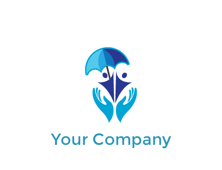 people icons with umbrella in hands