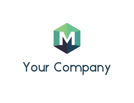 letter M in polygonal hexagon