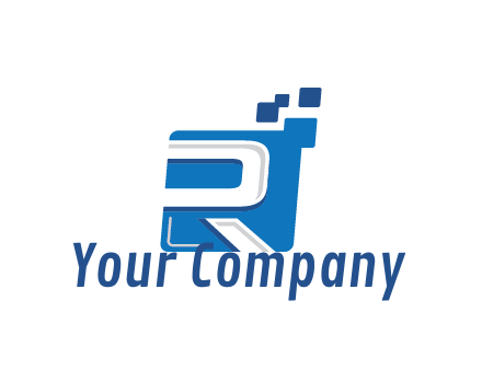 negative spacing letter R in square with pixels