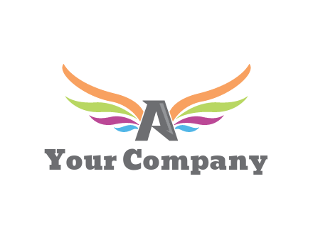 letter A with colorful wings