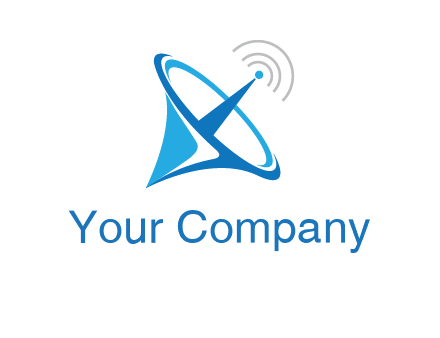 satellite dish with signals communication logo
