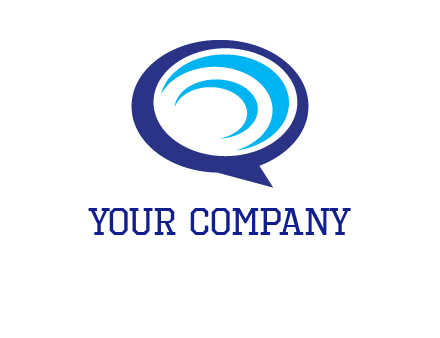 swoosh in speech bubble communication logo
