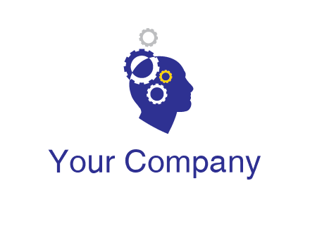 gears and human head engineering logo
